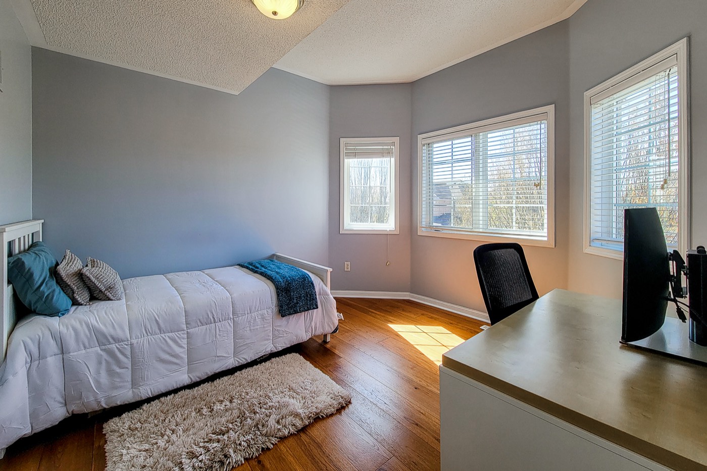 Cleaned bedroom and home office space